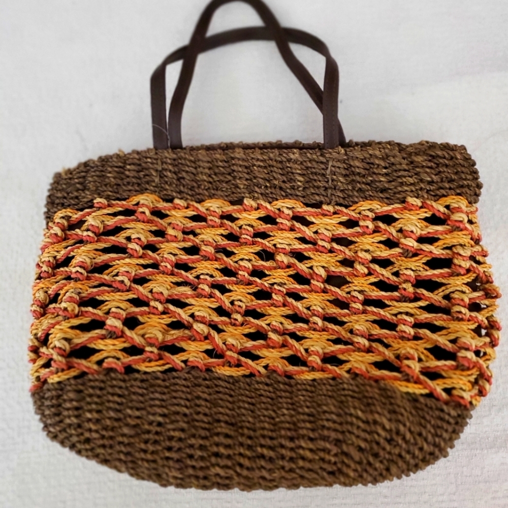 Women Brown Woven Handbag